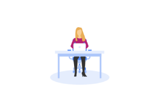 illustratie vrouw achter laptop